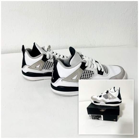 Nike Air Jordan 4 Retro PS Size 13C White/Black-Neutral Grey BQ7669-111 School - Picture 1 of 8